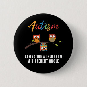 Puzzle Owl Autism Awareness Autistic Kid 6 Cm Round Badge