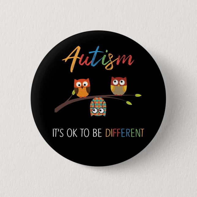 Puzzle Owl Cute Autism Awareness Autistic Kid 6 Cm Round Badge (Front)