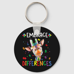 Puzzle Piece Autism Giraffe Embrace Differences fo Key Ring