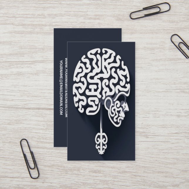 Puzzle Piece Brain Art Business Card (Front/Back In Situ)
