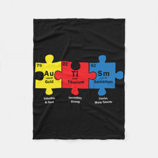 Puzzle Piece Chemical Elements Cool Autism Awarene Fleece Blanket
