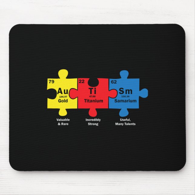 Puzzle Piece Chemical Elements Cool Autism Awarene Mouse Mat (Front)