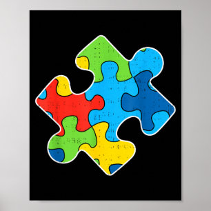 Puzzle Piece Neurodiversity Autism Awareness Men Poster