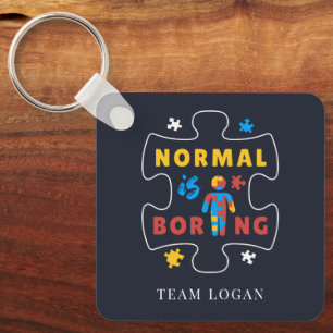Puzzle Piece Normal is Boring Autism Awareness Key Ring