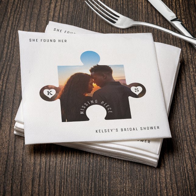 Puzzle Piece Photo Bridal Shower Napkin (Puzzle Piece Photo Bridal Shower Napkins
)