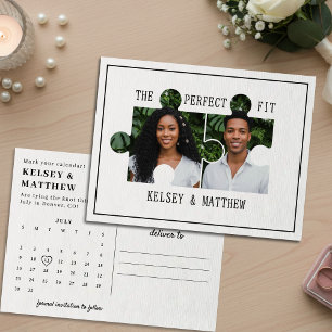 Puzzle Piece Photo Perfect Fit Wedding Announcement Postcard