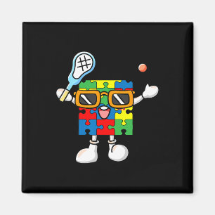 Puzzle Piece Playing Lacrosse Autism Awareness Boy Magnet