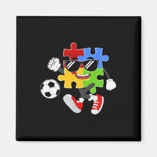 Puzzle Piece Playing Soccer Autism Awareness Day Magnet