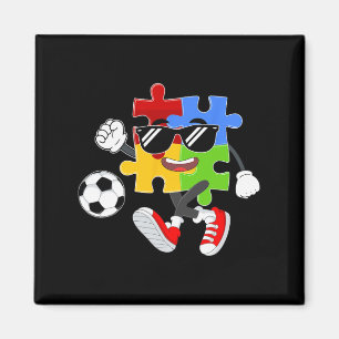 Puzzle Piece Playing Soccer Autism Awareness Day Magnet