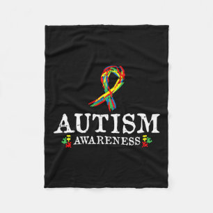Puzzle Piece Ribbon Autism Awareness Gifts For Adu Fleece Blanket