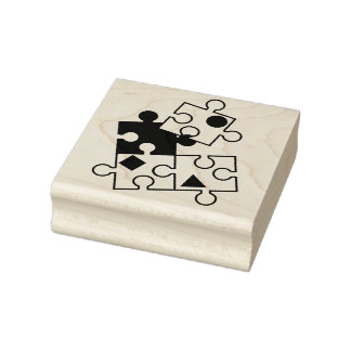 Puzzle piece rubber stamp