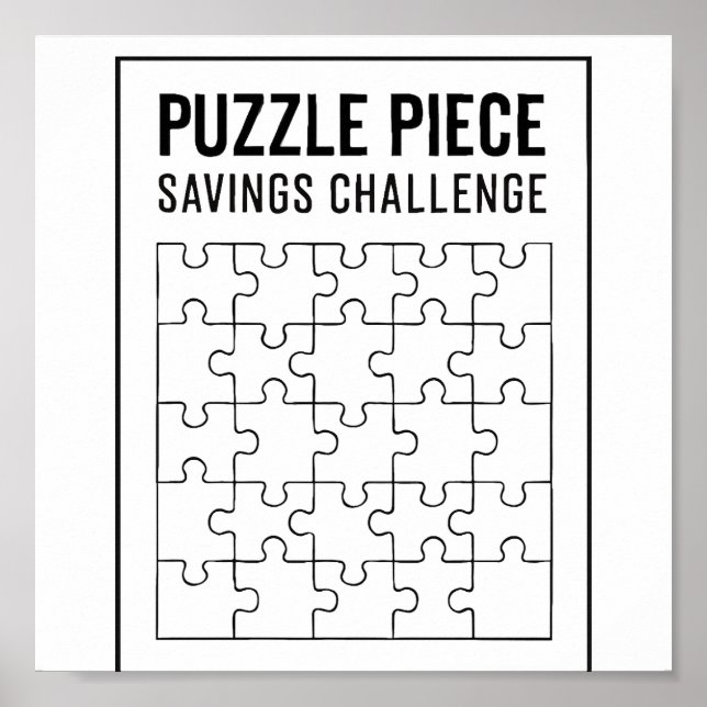 Puzzle Piece Savings Challenge Tracker Poster (Front)