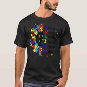 Puzzle Piece Sunflower Autism Awareness Support In T-Shirt