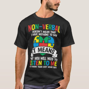 Puzzle Piece Support Non Verbal Autistic Autism Aw T-Shirt