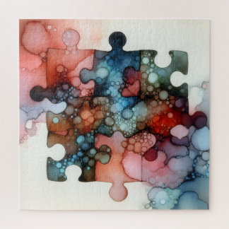 Puzzle Pieces Alcohol Ink