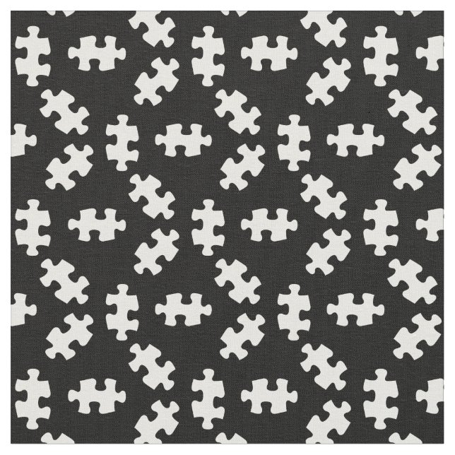 Puzzle Pieces Black and White Fabric (Close Up)