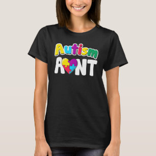 Puzzle Pieces Colours Autism Aunt Awareness T-Shirt
