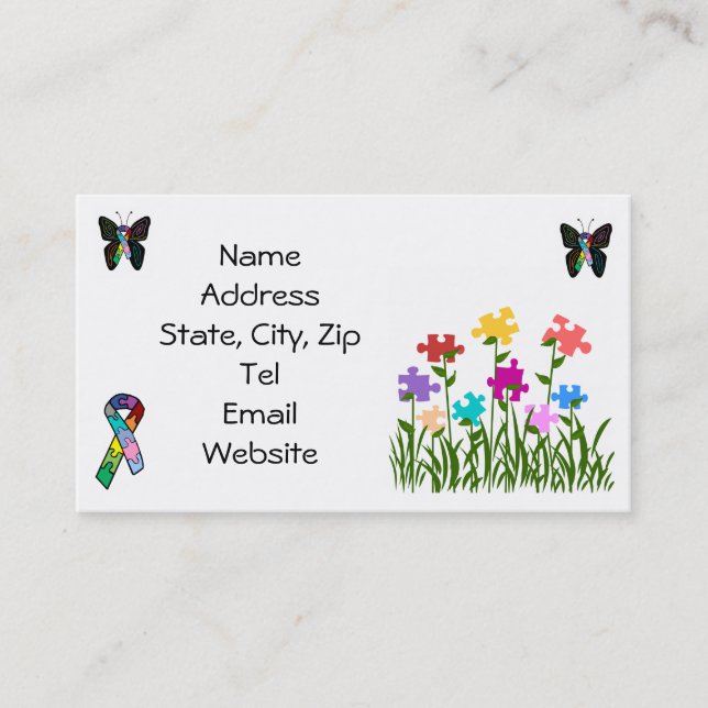 Puzzle pieces garden business cards (Front)