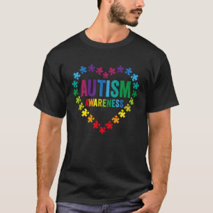 Puzzle Pieces Love Heart Autism Awareness Month 20 T-Shirt