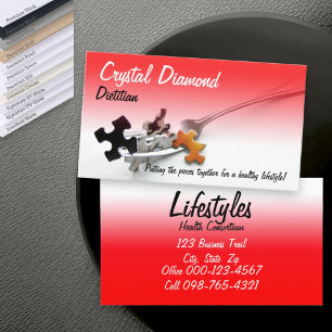 Puzzle Pieces On Fork Professional Occupation Business Card