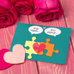 Puzzle Pieces Perfect Fit Valentine Post Card
