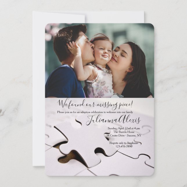 Puzzle Pieces Photo Invitation (Front)