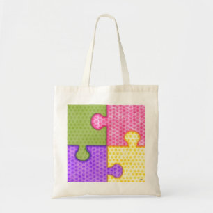 Puzzle Pieces Polkadot Tote Bag