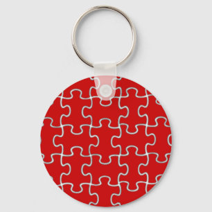 puzzle pieces red key ring