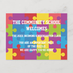 Puzzle Pieces School Postcard