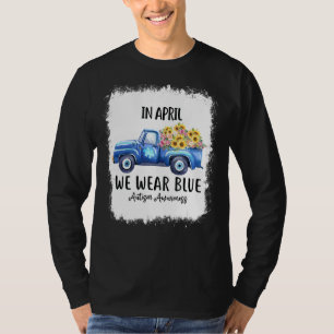 Puzzle Pieces Truck We Wear Blue Autism Awareness T-Shirt