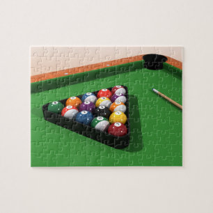 Puzzle: Pool Balls on Green Felt Jigsaw Puzzle