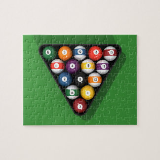 Puzzle: Pool Balls on Green Felt Jigsaw Puzzle