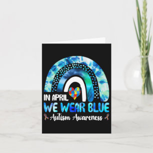 Puzzle Rainbow In April We Wear Blue Autism Awaren Card