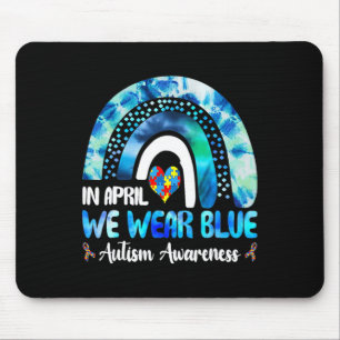 Puzzle Rainbow In April We Wear Blue Autism Awaren Mouse Mat