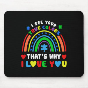 Puzzle Rainbow In April We Wear Blue Autism Awaren Mouse Mat