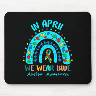 Puzzle Rainbow In April We Wear Blue Autism Awaren Mouse Mat