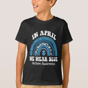Puzzle Rainbow In April We Wear Blue Autism Awaren T-Shirt