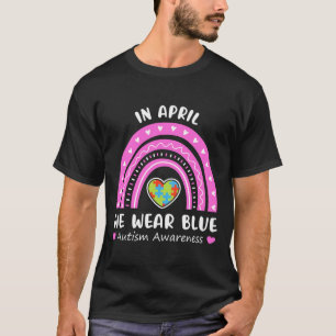 Puzzle Rainbow In April We Wear Pink Autism Awaren T-Shirt