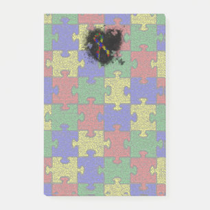 Puzzle Ribbon Grunge Heart Post-it Notes