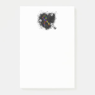 Puzzle Ribbon Grunge Heart Post-it Notes