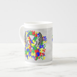 Puzzle Ribbon With Wings Bone China Mug