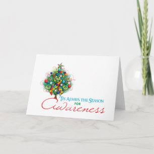 Puzzle Ribbon Xmas Awareness Season Holiday Card