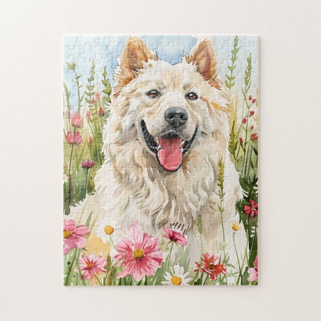 Puzzle – Samoyed Watercolor Jigsaw for Dog Fans (Vertical)
