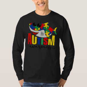 Puzzle Shark Mum Autism Childrent Autism Awareness T-Shirt