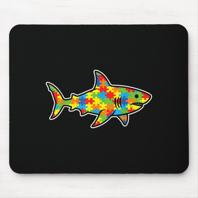 Puzzle Shark Neurodiversity Autism Awareness Funny Mouse Mat (Front)