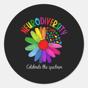 Puzzle Sunflower Embrace Neurodiversity Spectrum A Classic Round Sticker