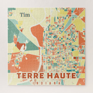 PUZZLE: Terre Haute Indiana Map Jigsaw Colourful Puzzle