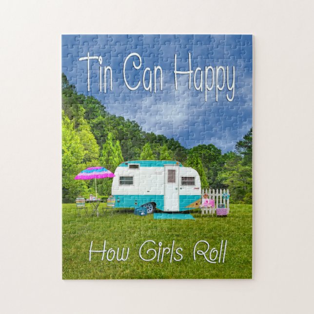 PUZZLE Tin Can Happy Vintage Camper (Vertical)