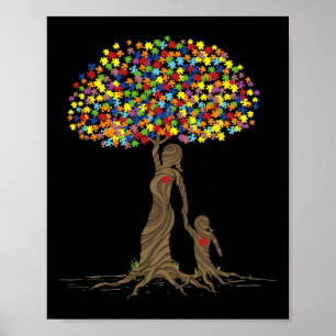 Puzzle Tree Love Mum And Autistic Daughter Autism Poster