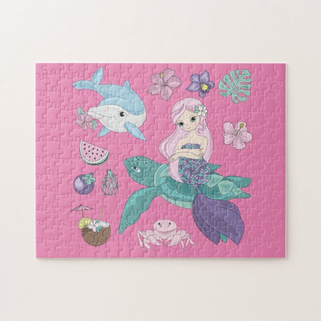 Puzzle "under the sea" for girls. (Horizontal)